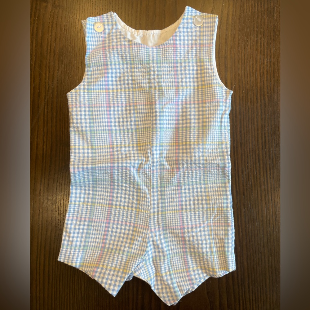 Funtasia Too baby boys plaid shortall / jon jons 3M
